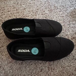 Soda Black Loafers Sleek Slip-On Design